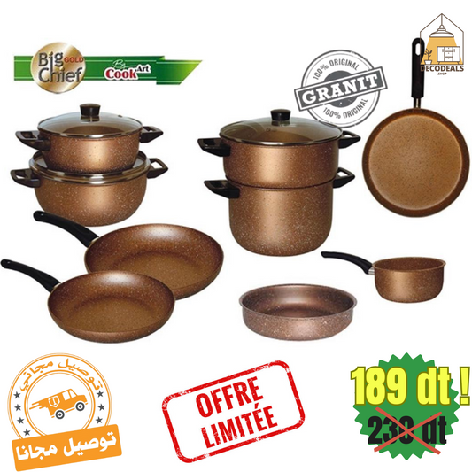 Batterie de Cuisine Cook’art Granite : 11 Pièces ✅ en Promo 🔥