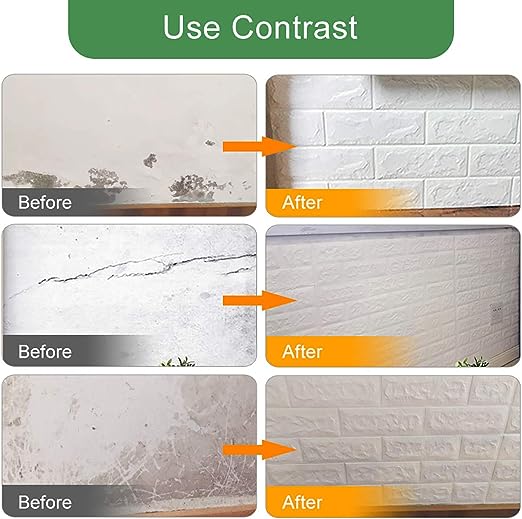 Pack de 10 Panneaux Muraux 3D Effet Brique Blanc Anti-Humidité 77cm x 70cm