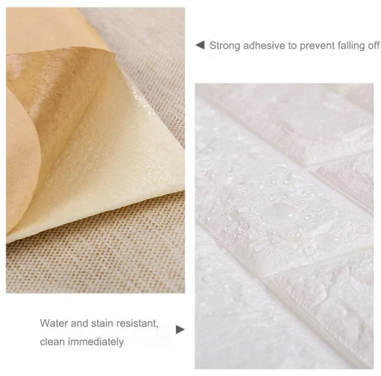 Pack de 10 Panneaux Muraux 3D Effet Brique Blanc Anti-Humidité 77cm x 70cm