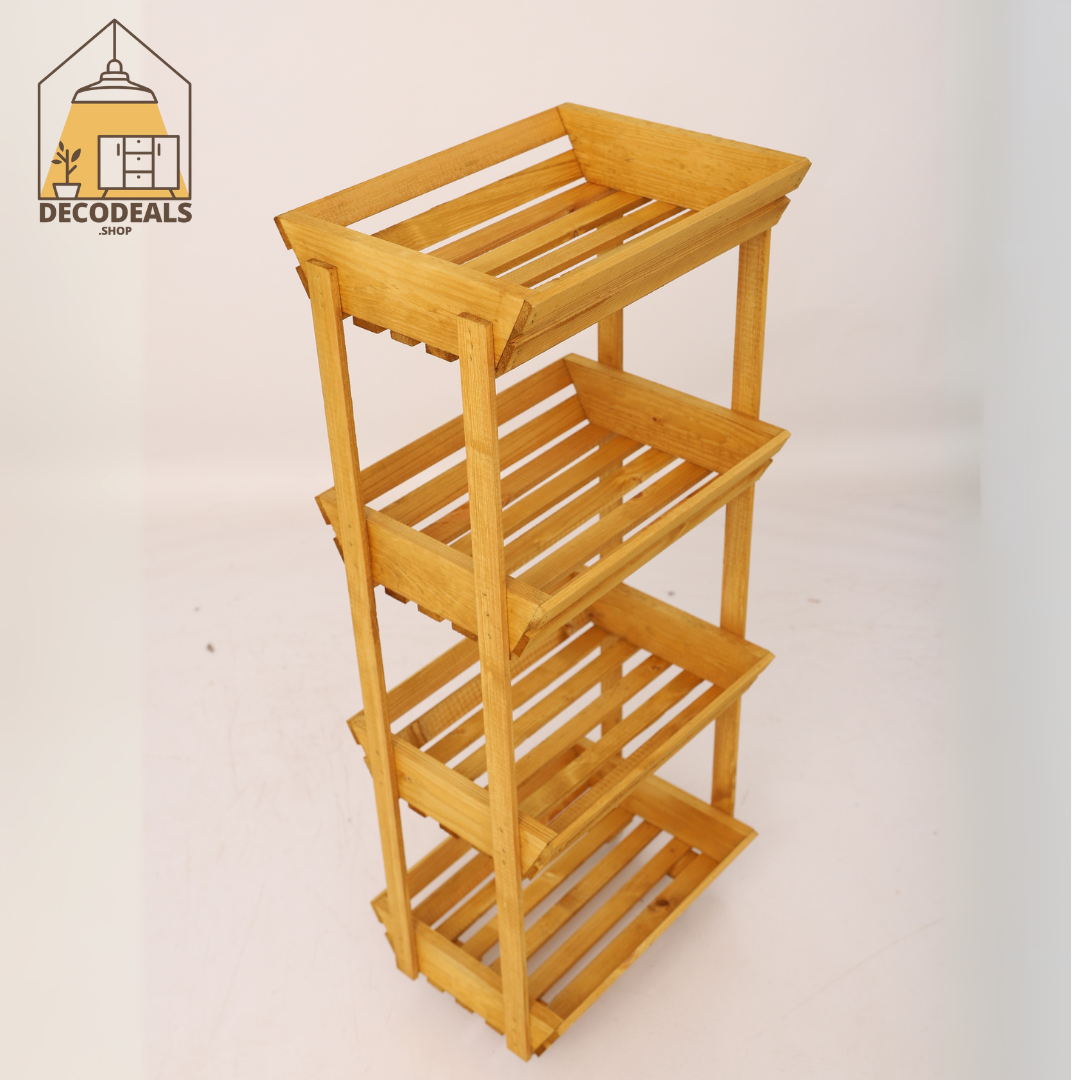 Meuble de Rangement en Bois Naturel Mobile - 4 Étagères Pratiques (Modèle 2)