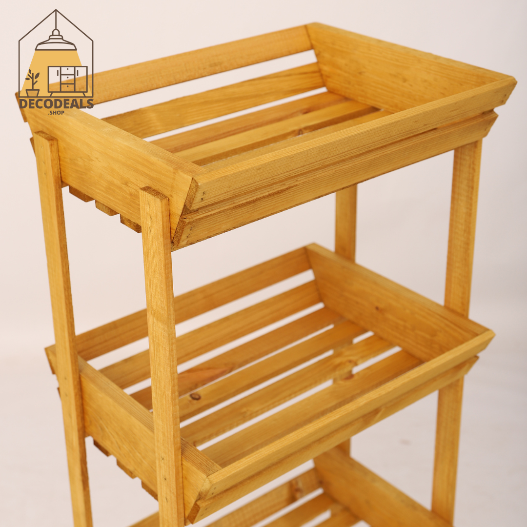 Meuble de Rangement en Bois Naturel Mobile - 4 Étagères Pratiques (Modèle 2)