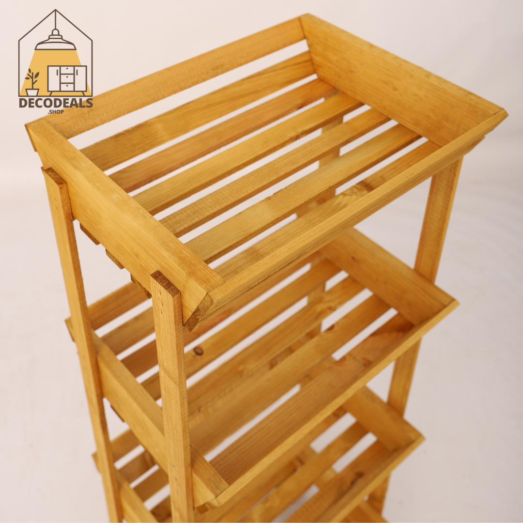 Meuble de Rangement en Bois Naturel Mobile - 4 Étagères Pratiques (Modèle 2)