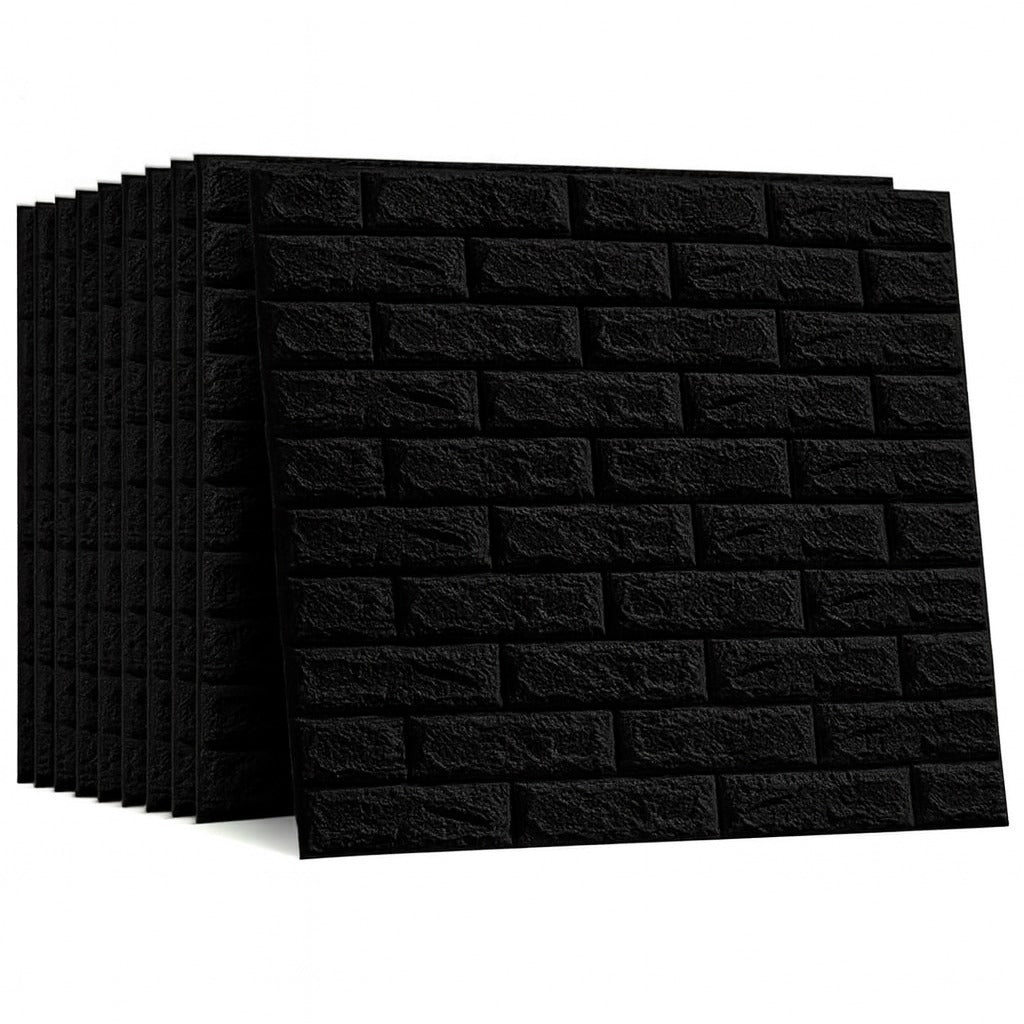 Pack de 10 Panneaux Muraux 3D Effet Brique Noir