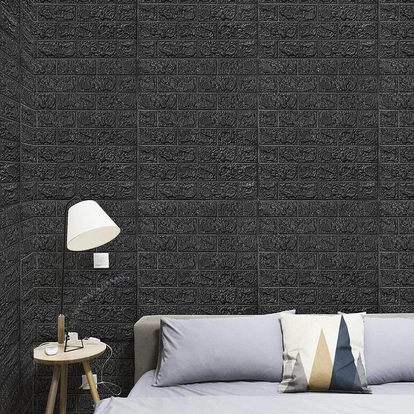 Pack de 10 Panneaux Muraux 3D Effet Brique Noir