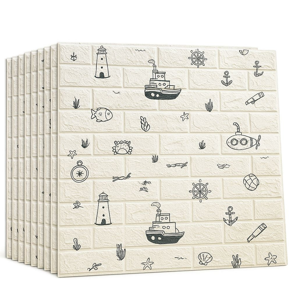 Pack de 10 Panneaux Muraux 3D Effet Brique Effet Marine