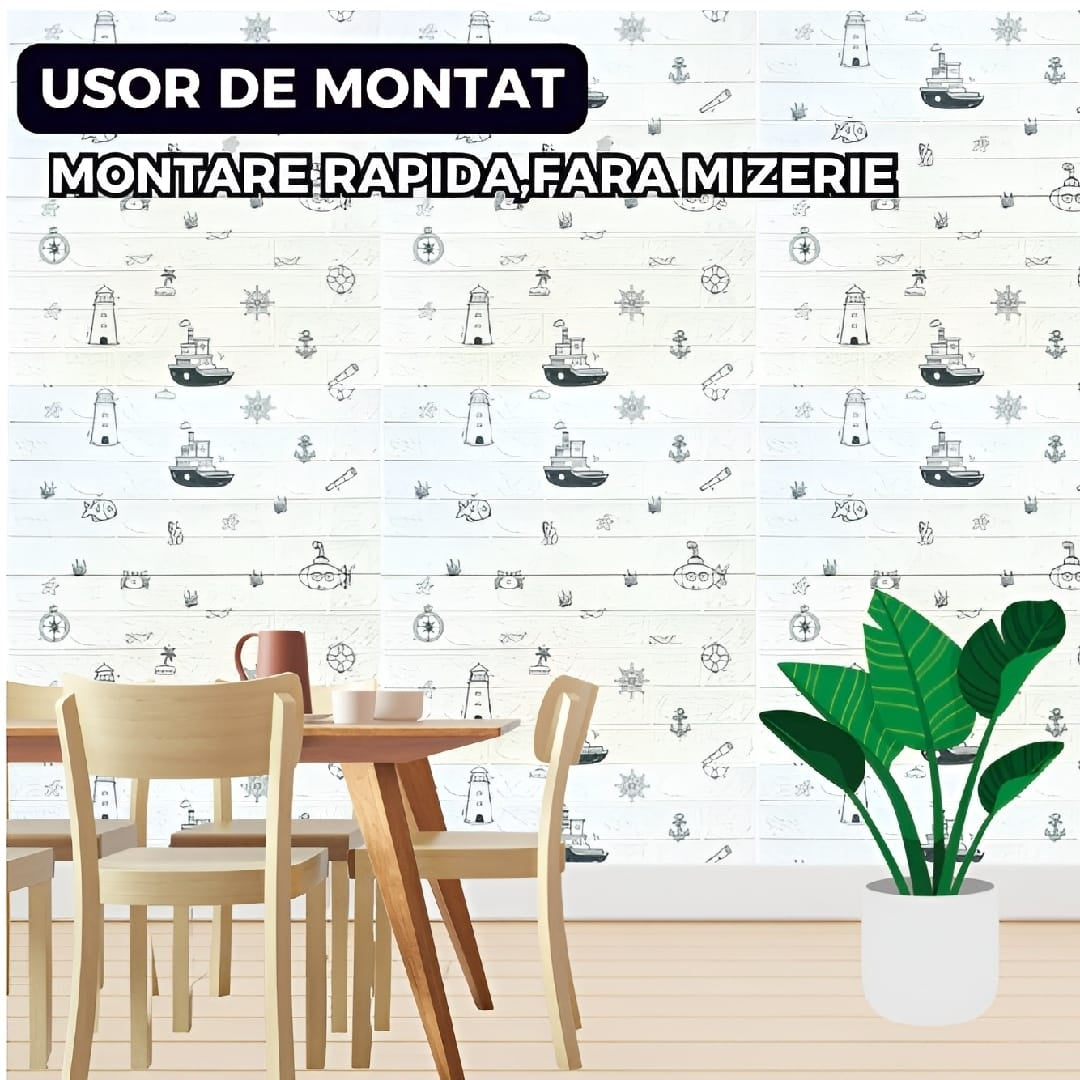 Pack de 10 Panneaux Muraux 3D Effet Brique Effet Marine