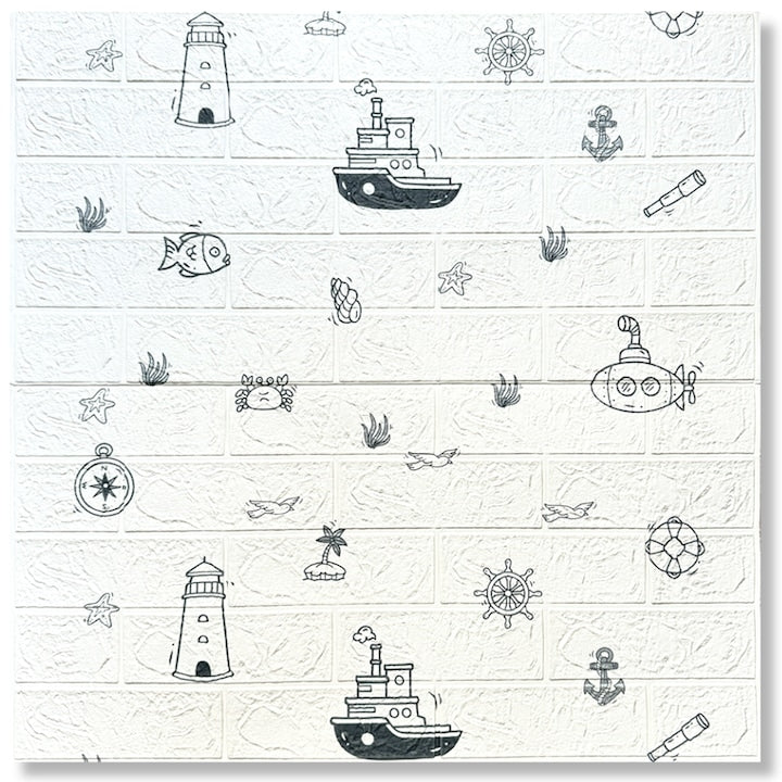 Pack de 10 Panneaux Muraux 3D Effet Brique Effet Marine