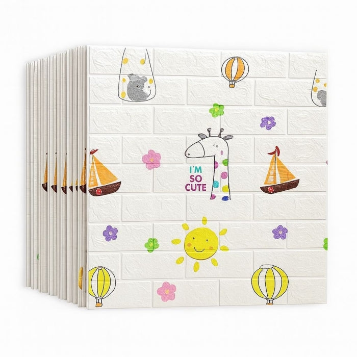 Pack de 10 Panneaux Muraux 3D Effet Brique Effet Cute Kids