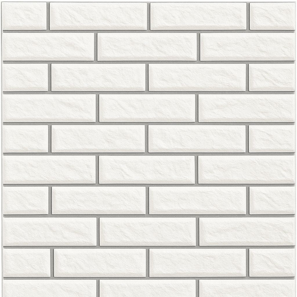 Pack de 10 Panneaux Muraux 3D Adhésifs Anti-Humidité Blanc avec Bordure Gris 5MM