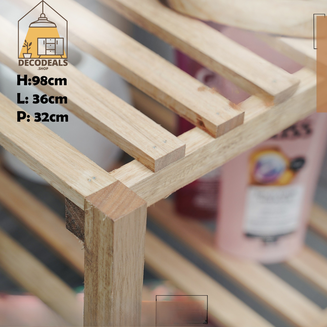 Meuble de Rangement en Bois Naturel - 4 Étagères Pratiques (Modèle 3)