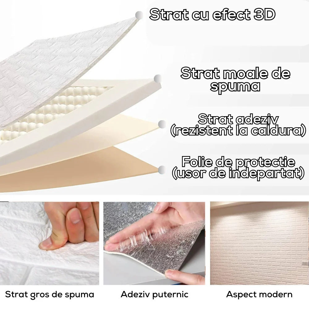 Pack de 10 Panneaux Muraux 3D Effet Brique Effet Marine