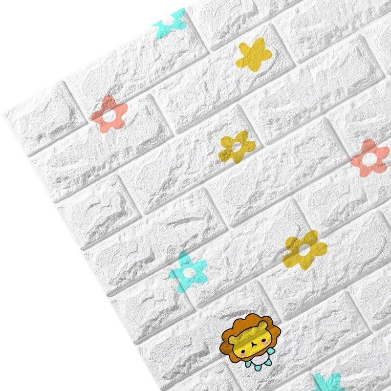 Pack de 10 Panneaux Muraux 3D Effet Brique Animaux Kids