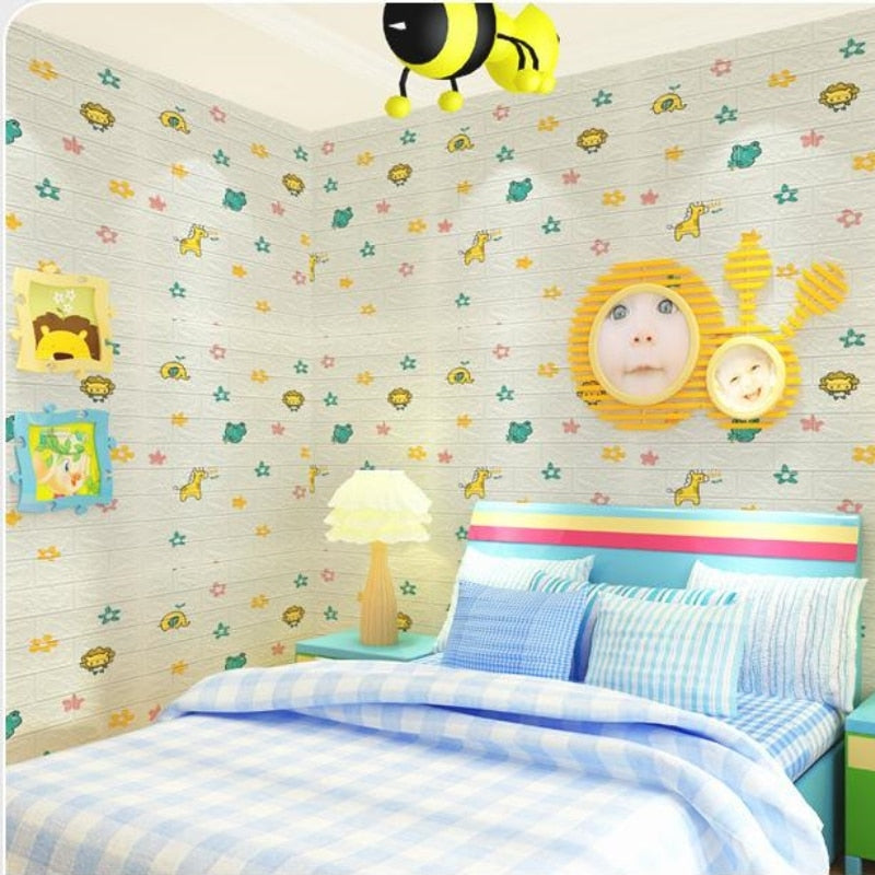 Pack de 10 Panneaux Muraux 3D Effet Brique Animaux Kids
