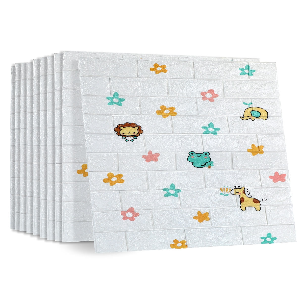 Pack de 10 Panneaux Muraux 3D Effet Brique Animaux Kids