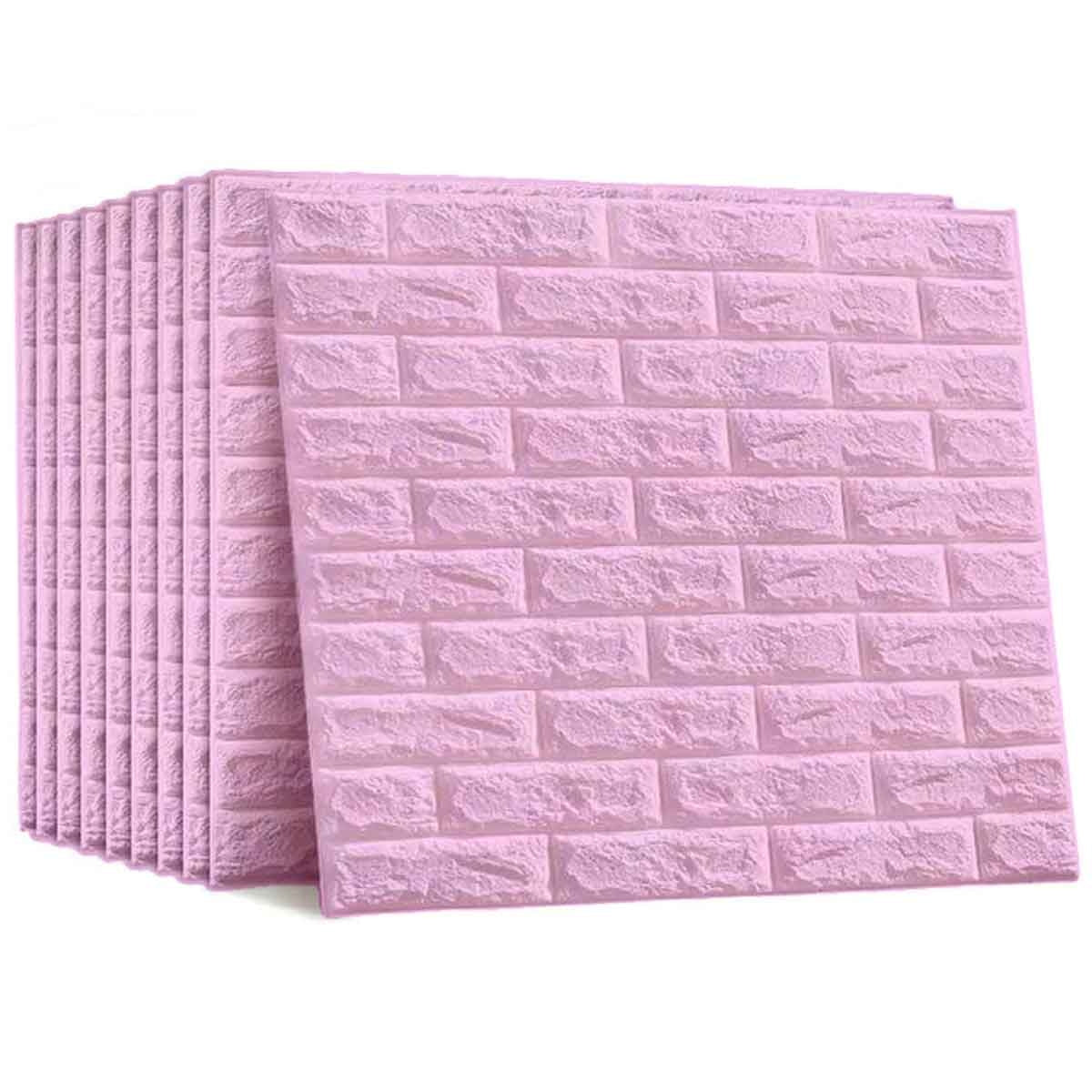 Pack de 10 Panneaux Muraux 3D Effet Brique Rose