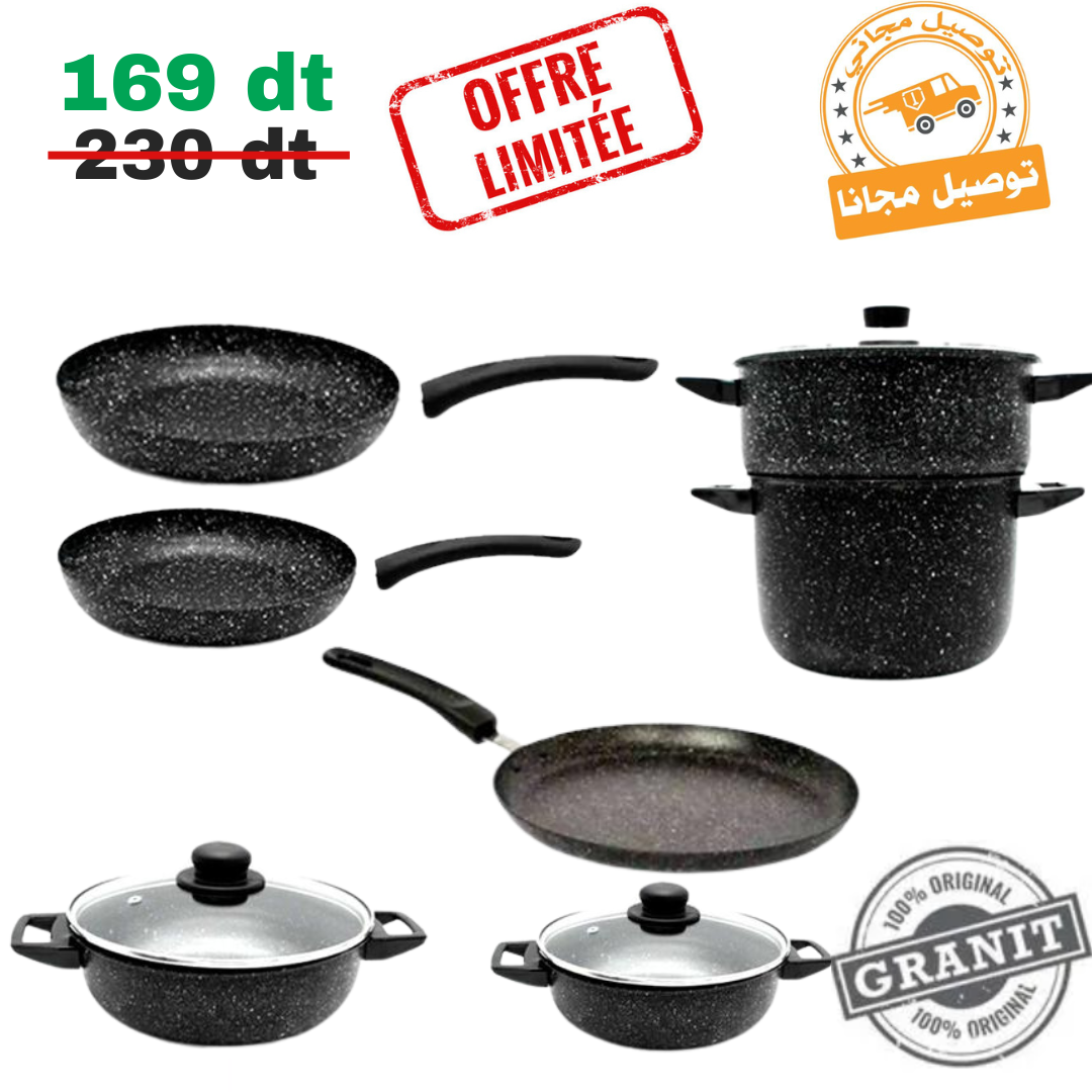 Batterie de Cuisine 10 Pièces Cook’art Granite✅تخفيض فرصة 🎁😍