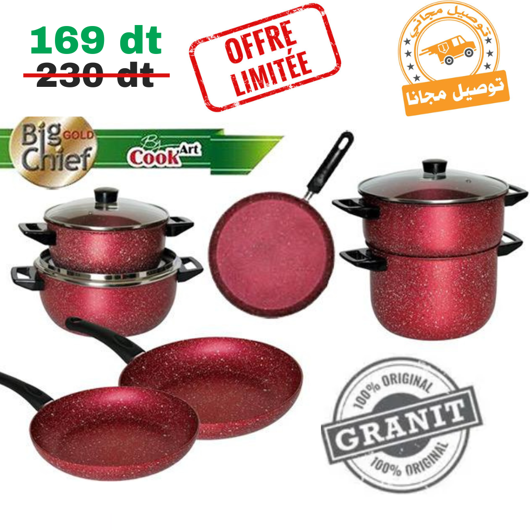 Batterie de Cuisine 10 Pièces Cook’art Granite✅تخفيض فرصة 🎁😍