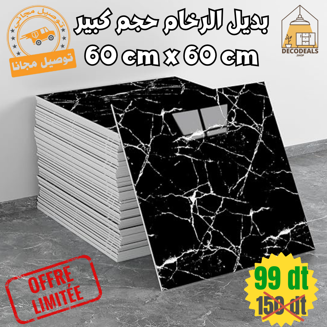 10 Panneaux PVC Autocollant Alternative Au Marbre 60x60 cm - en Promo 🔥
