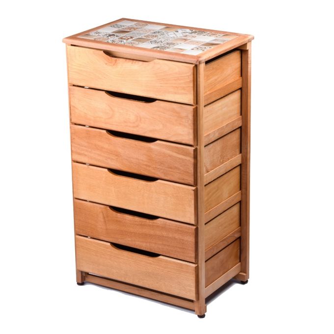 Chiffonnier - Commode caisson - Meuble de rangement en bois d'hêtre naturel (Blenz)