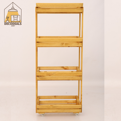 Meuble de Rangement en Bois Naturel Mobile  - 4 Étagères Pratiques (Modèle 2)
