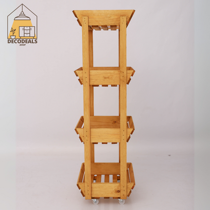 Meuble de Rangement en Bois Naturel Mobile  - 4 Étagères Pratiques (Modèle 2)