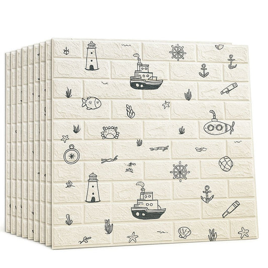 Pack de 10 Panneaux Muraux 3D Effet Brique Effet Marine