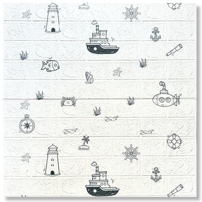 Pack de 10 Panneaux Muraux 3D Effet Brique Effet Marine