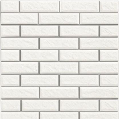 Pack de 10 Panneaux Muraux 3D Adhésifs Anti-Humidité Blanc avec Bordure Gris 5MM