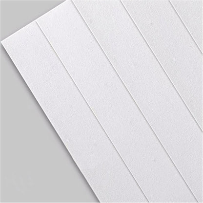 Pack de 10 Panneaux Muraux 3D Adhésifs Anti-Humidité – 77×70 cm – Blanc Motif Rainuré
