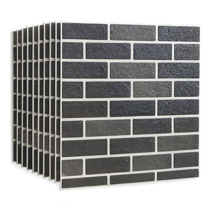 Pack de 10 Panneaux Muraux 3D Adhésifs Anti-Humidité Dark avec Bordure Blanc  5MM