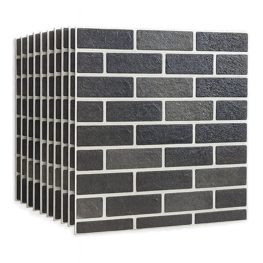 Pack de 10 Panneaux Muraux 3D Adhésifs Anti-Humidité Dark avec Bordure Blanc  5MM