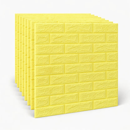 Pack de 10 Panneaux Muraux 3D Effet Brique  Jaune Citron