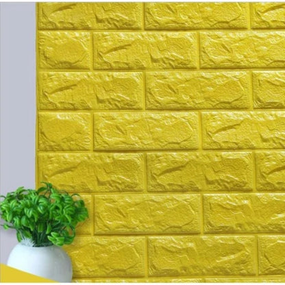 Pack de 10 Panneaux Muraux 3D Effet Brique  Jaune Citron